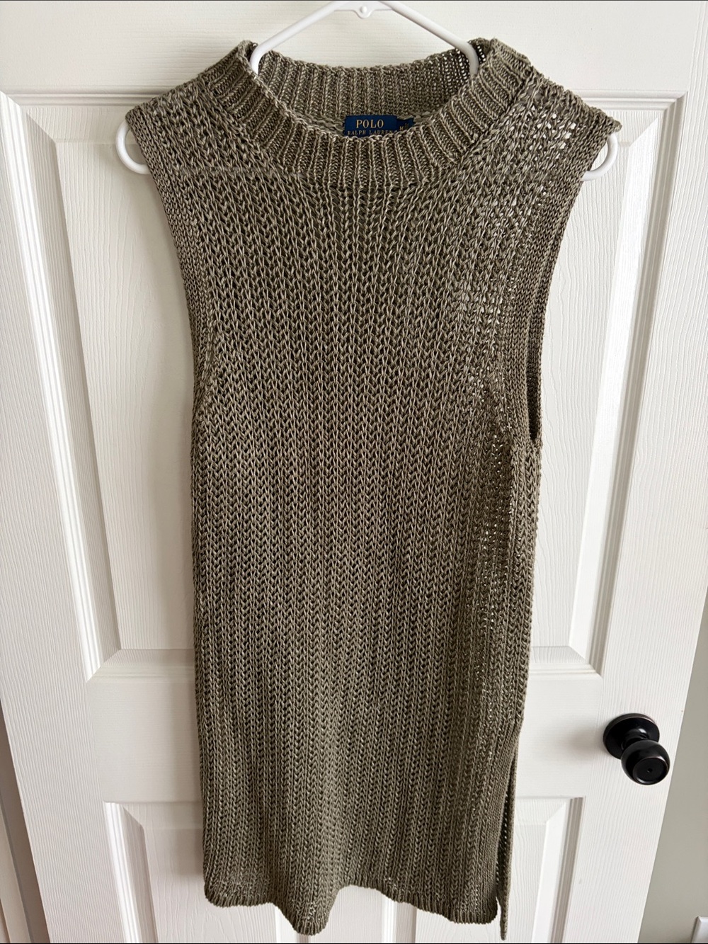 Polo by Ralph Lauren Olive Open-Knit Sleeveless Crewneck Dress